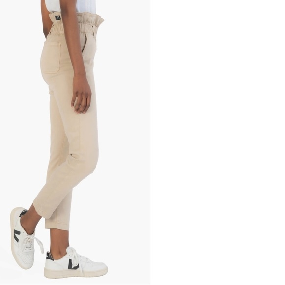 Kut from the Kloth Rachael Paper Bag Waist Beige Khaki Pants - Size 6 - Picture 3 of 14